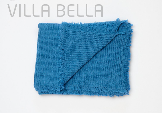 Tagesdecke Bio-Baumwolle — Plaid Marta, royal blue