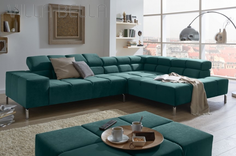 Eck -und Longchair Sofa William Smaragd
