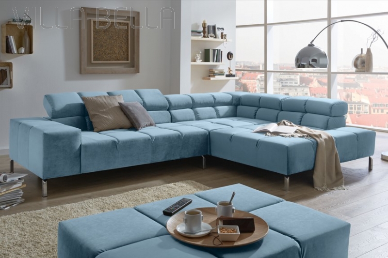 Eck -und Longchair Sofa William Light Blue