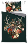 Deer Flower - Satinbettwäsche Set 160x210 + 65x100 cm